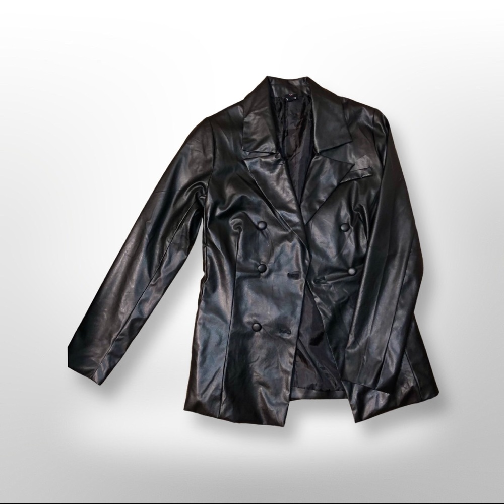 Faux leather blazer